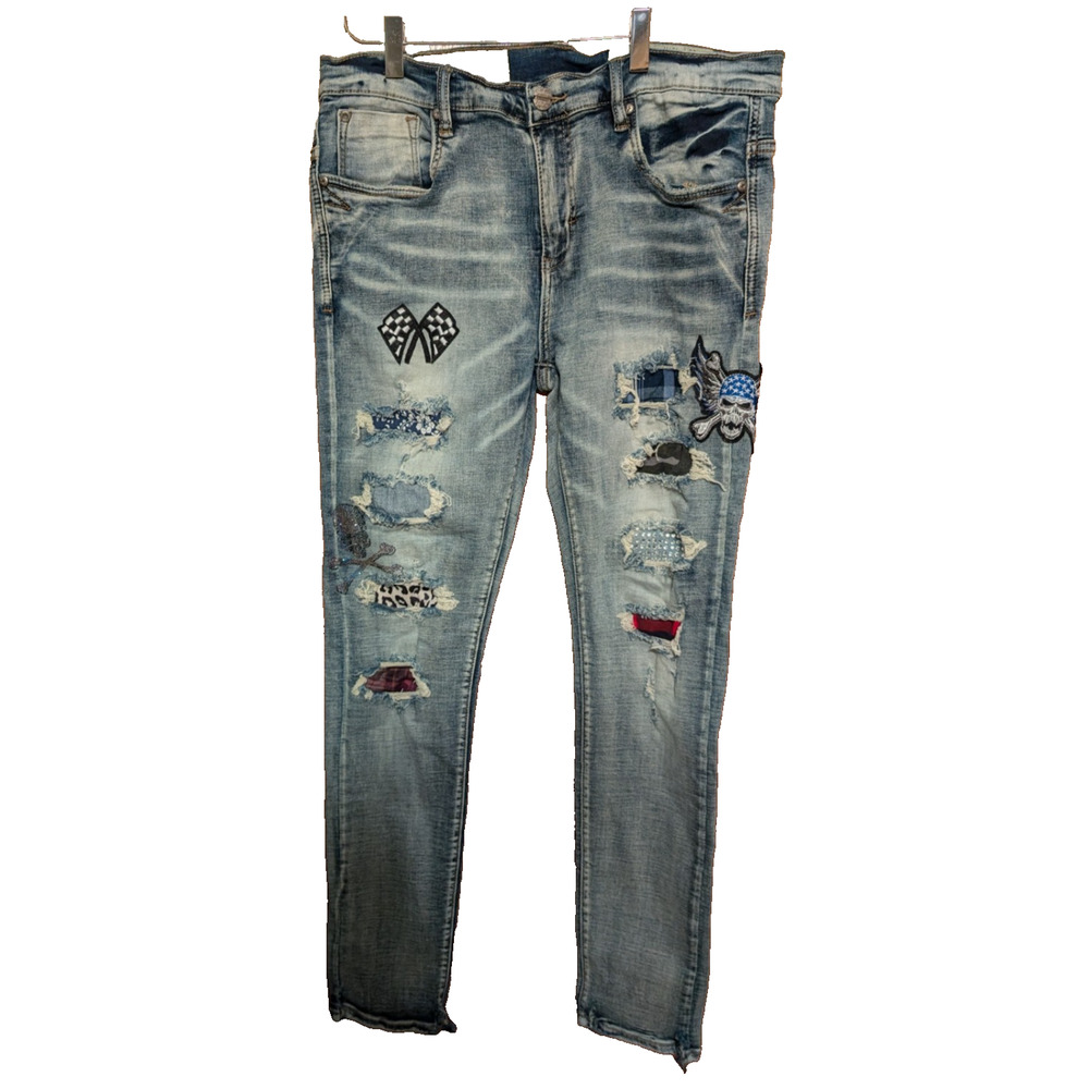 Men's Jeans Y2K Grunge Size 36x33 by Industrial Indigo Patch Skate Street